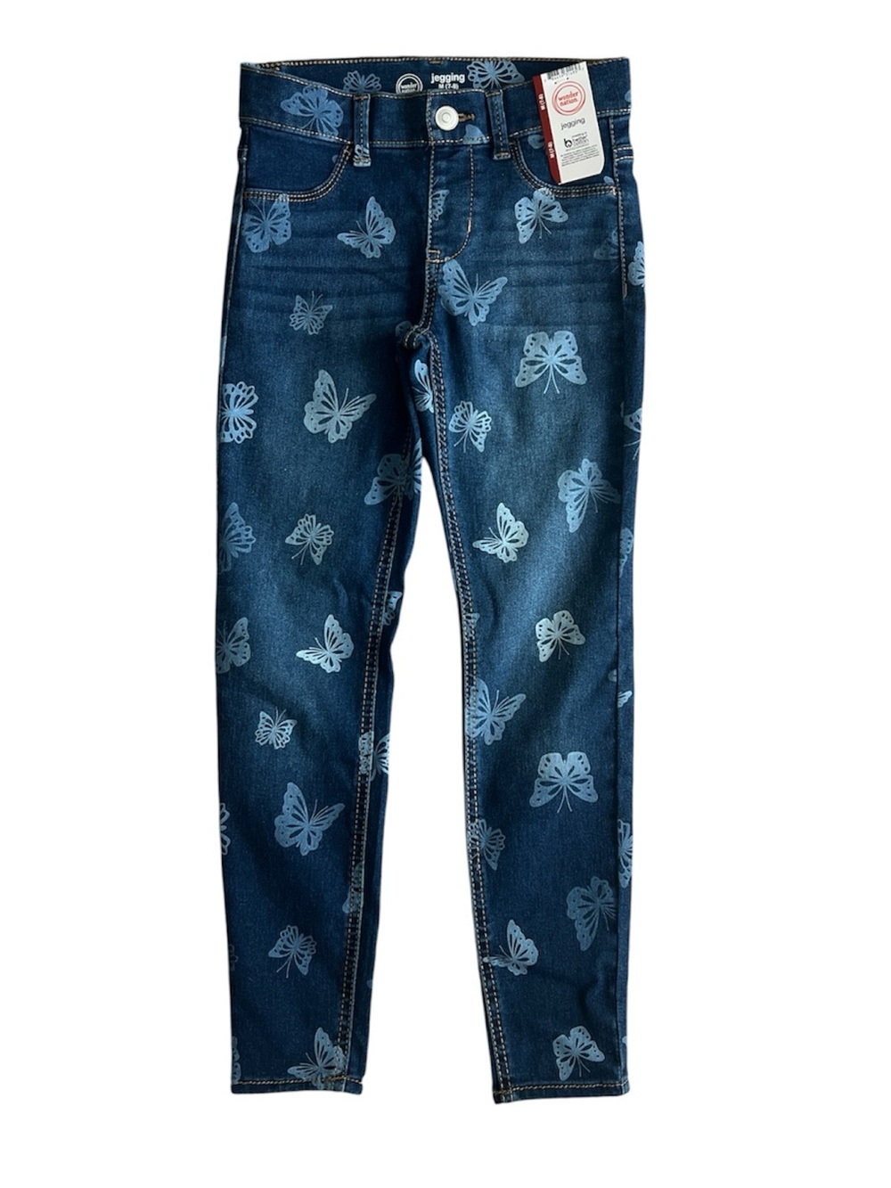 wonder nation Navy Jeans with Light Blue Butterfly Print Size 7/8